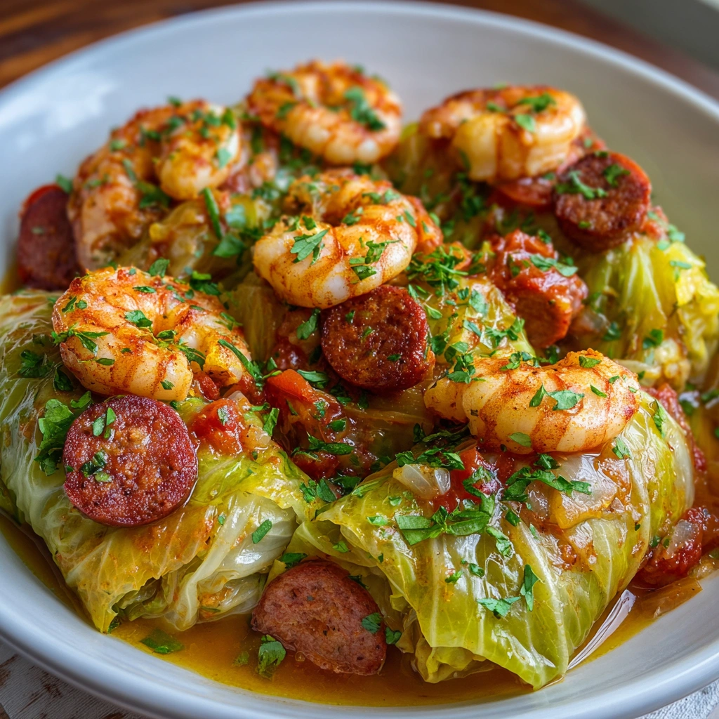 Keto Cajun Shrimp &amp; Sausage Stuffed Cabbage is Irresistible!