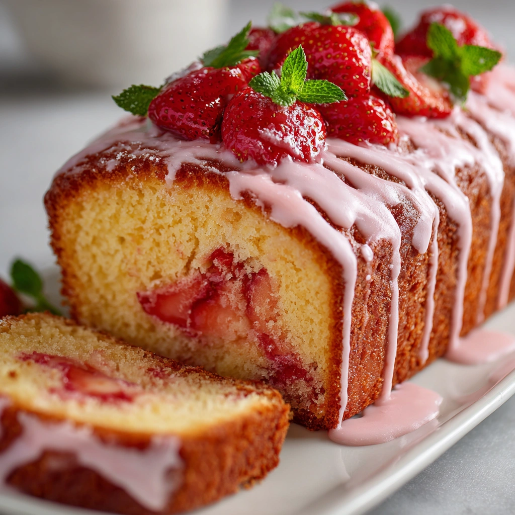Strawberry Cream Cheese Pound Cake with Strawberry Glaze is a must-try recipe!