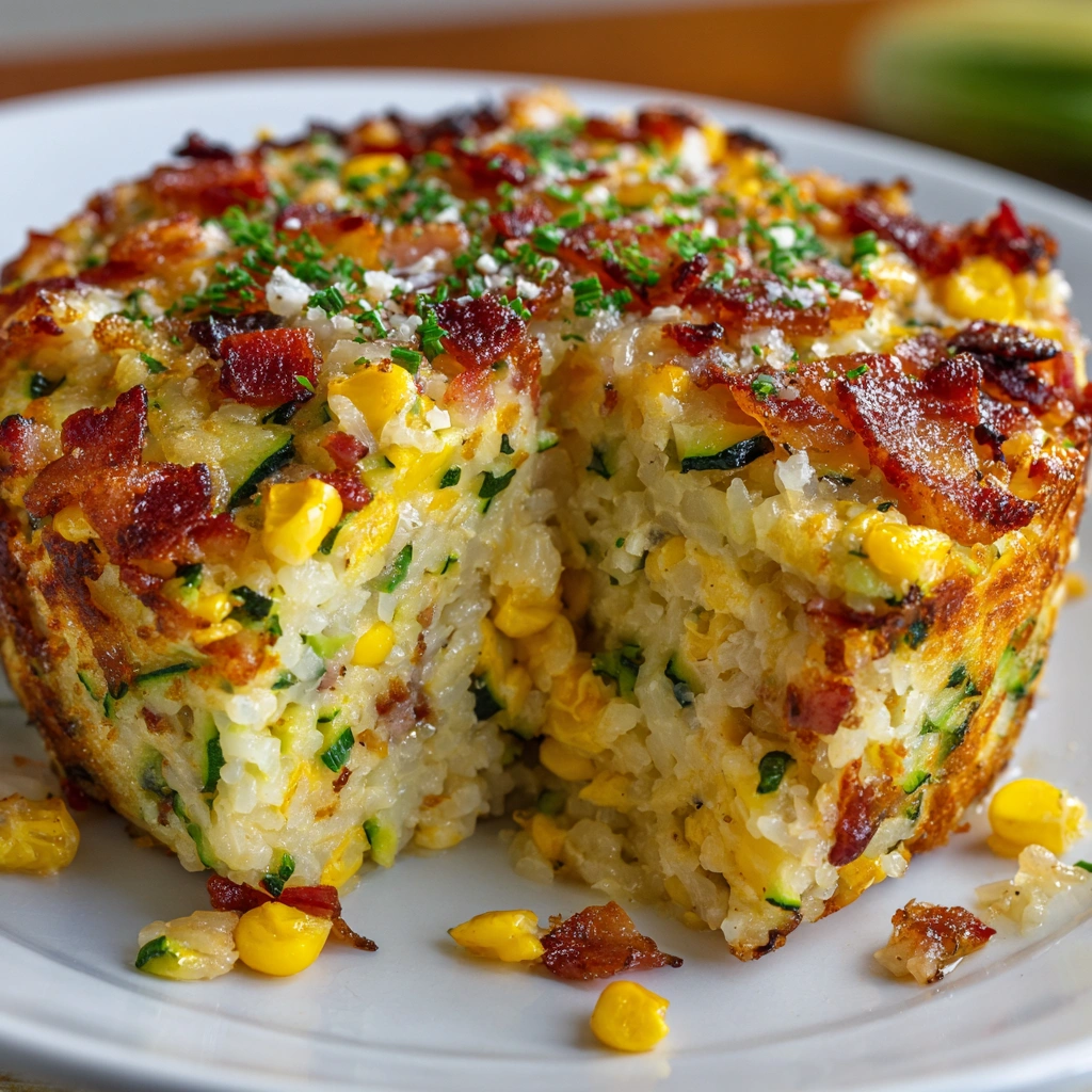 Corn, Bacon, and Zucchini Rice Slice: A Delicious Treat!