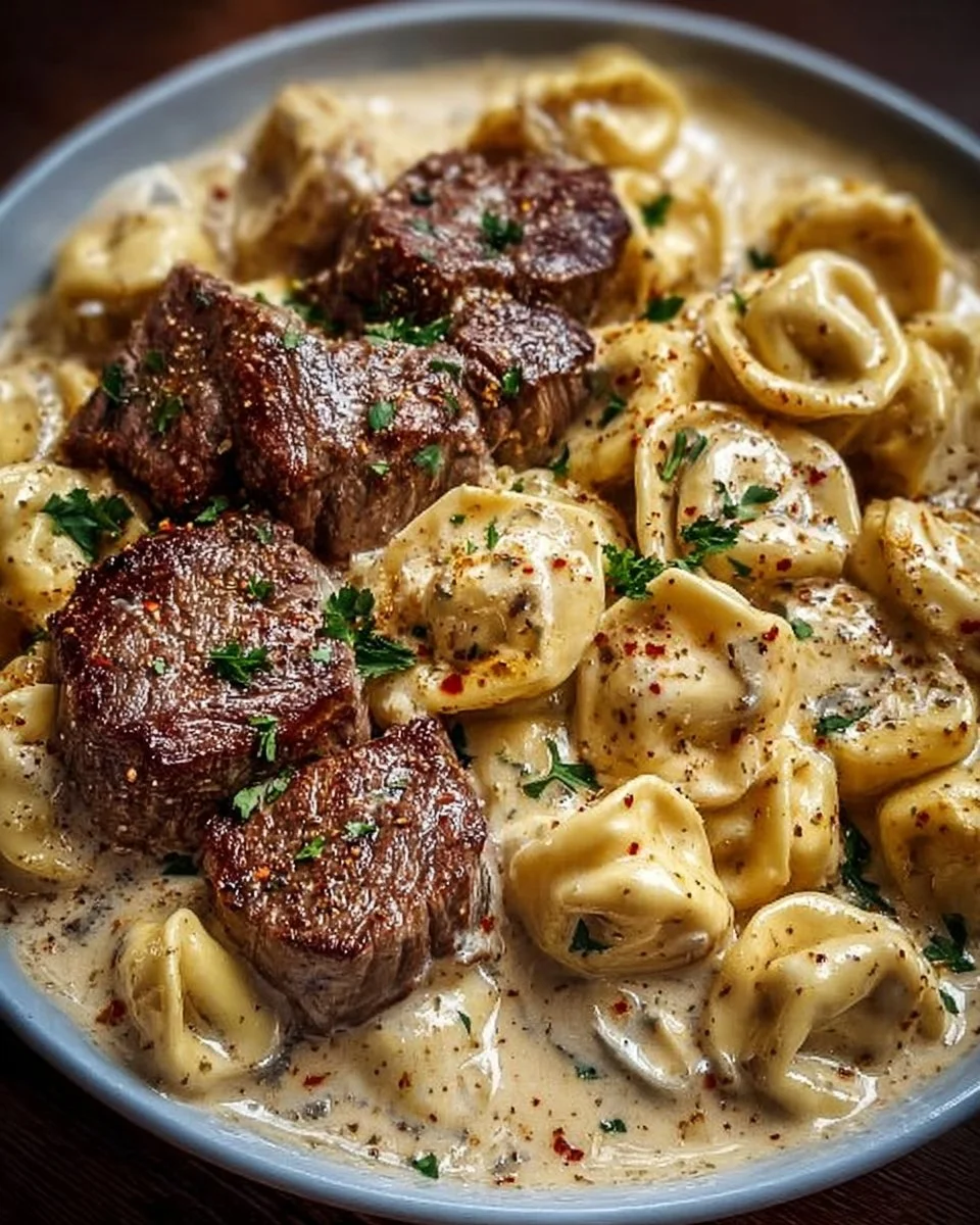 Cracked Garlic Steak Tortellini in Creamhouse Sauce Bliss