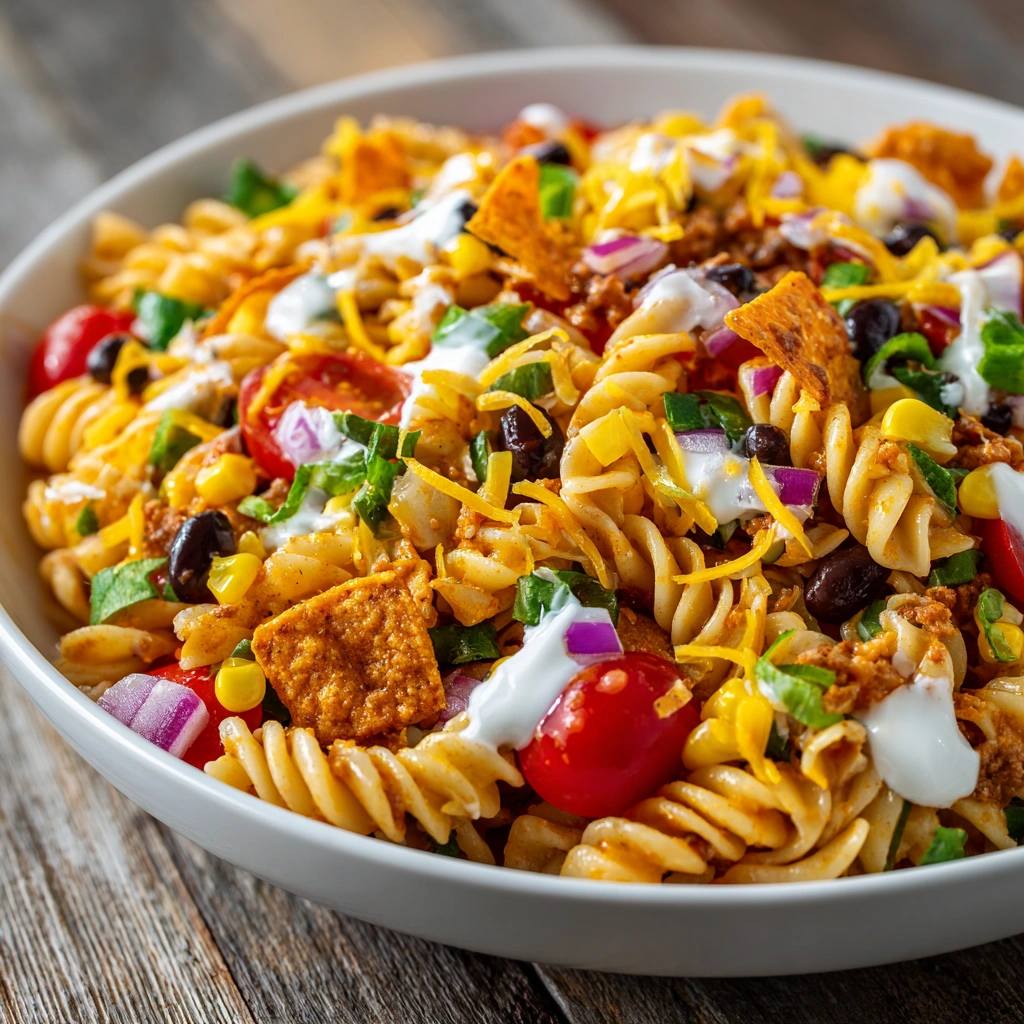 Flavor-Packed Taco Pasta Salad with Doritos Crunch Awaits!
