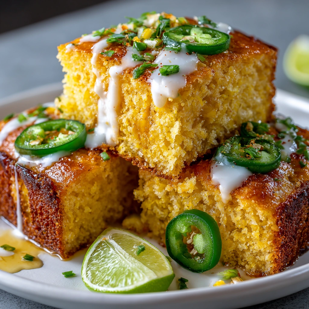 Spicy Sweet Jalapeño Cornbread with Zesty Lime Drizzle: A Must-Try Delight!