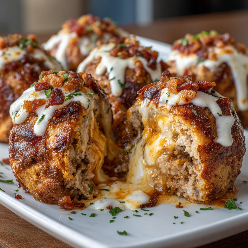 Cheesy Buffalo Chicken Beef Bacon Mozzarella Bombs Delight!