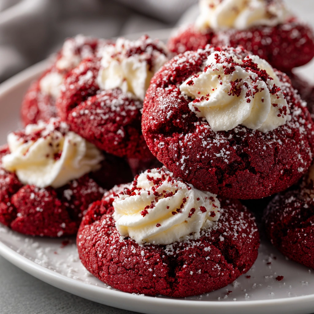 Mouthwatering Red Velvet Cream Cheese Thumbprint Cookies are a must-try!