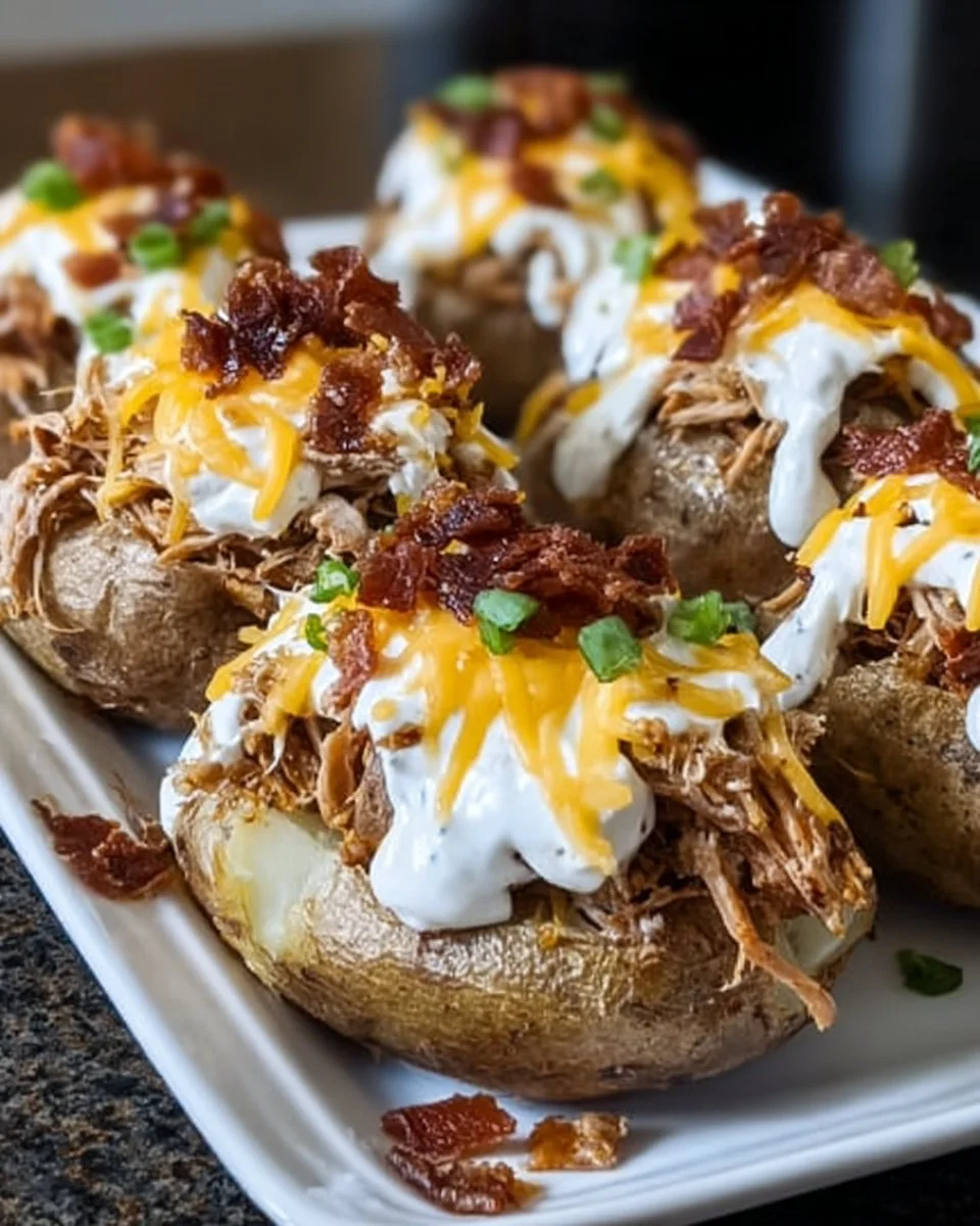Bacon Ranch Pulled Pork Stuffed Potatoes Recipe