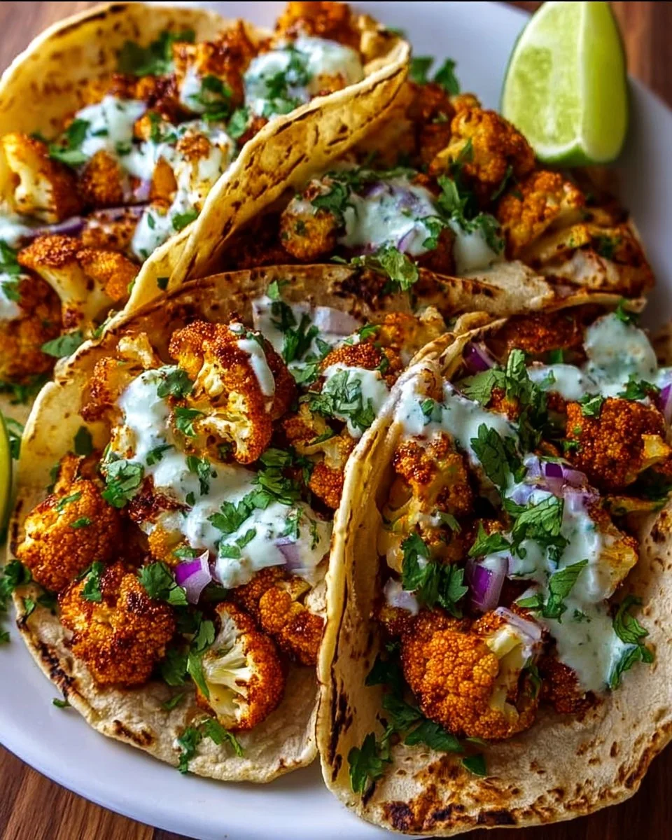 Cauliflower Tacos with Cilantro Lime Cream