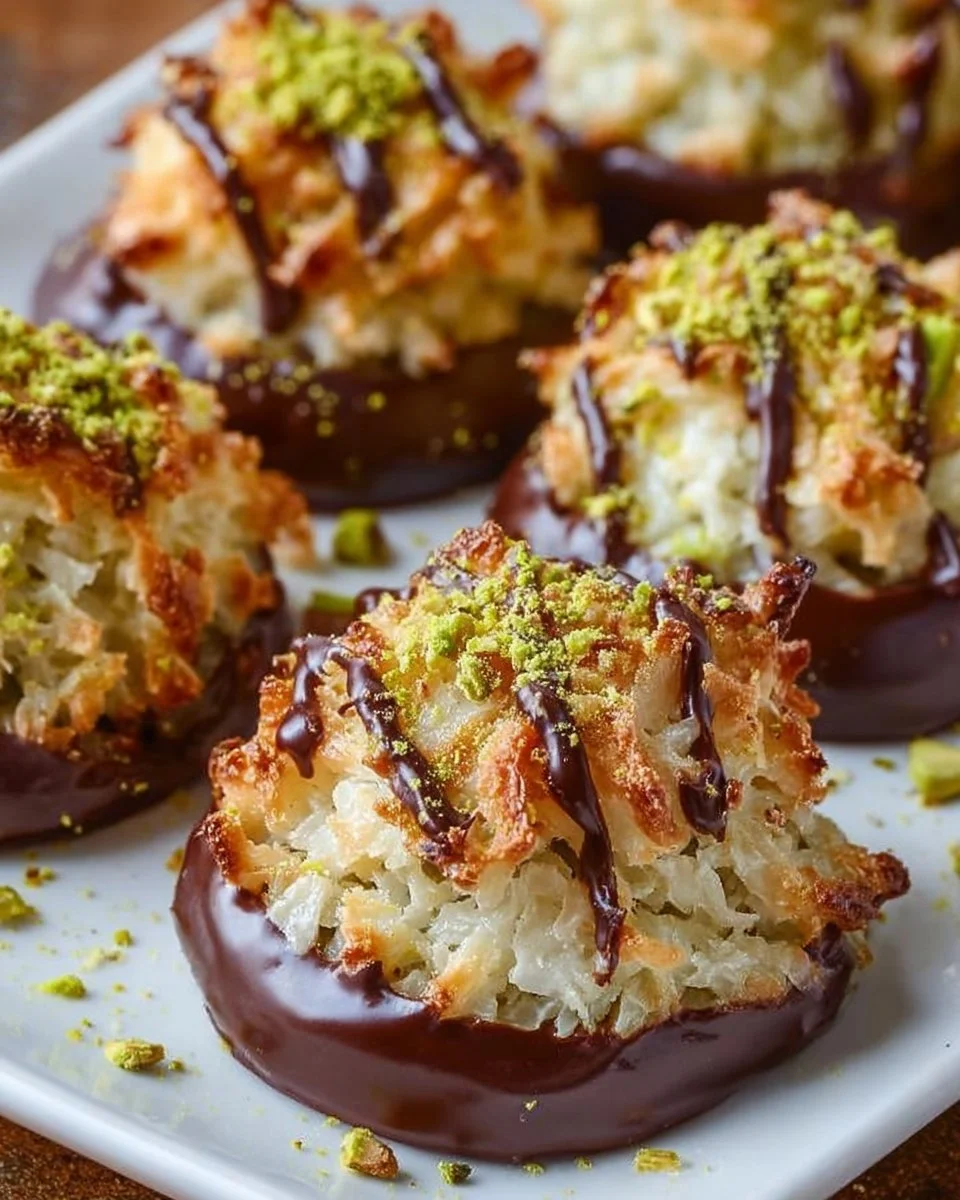 Chocolate Pistachio Coconut Macaroons