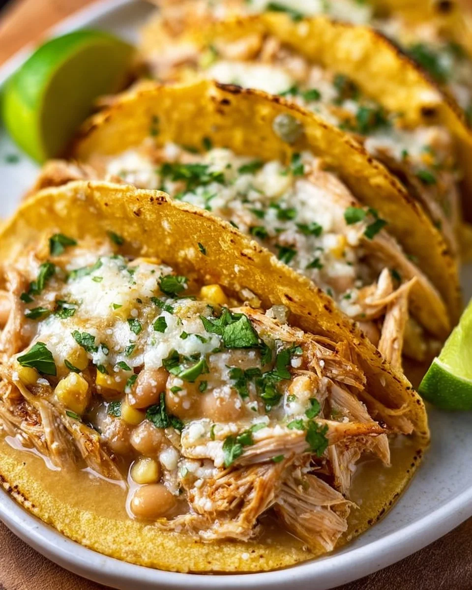Corn Tortilla White Chicken Chili Tacos