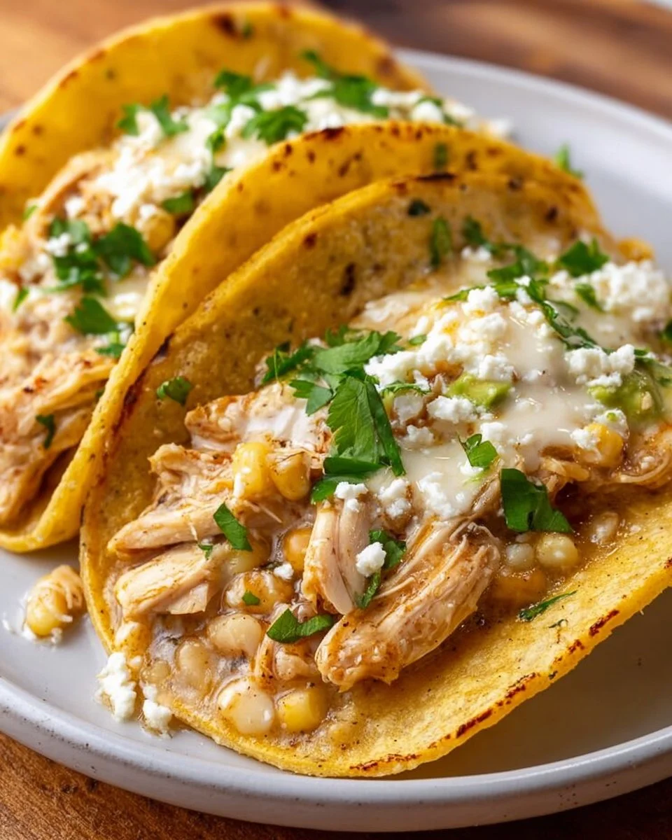 Corn Tortilla White Chicken Chili Tacos