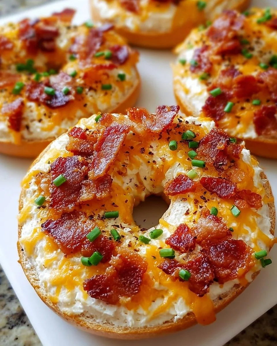 Creamy Bacon Cheddar Bagels