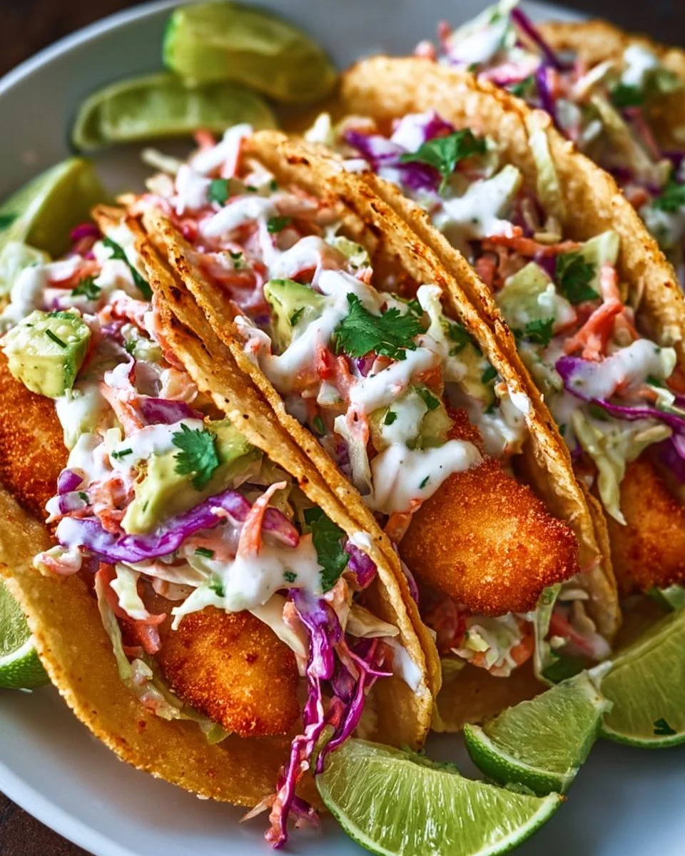 Crispy Fish Tacos with Cilantro Lime Slaw
