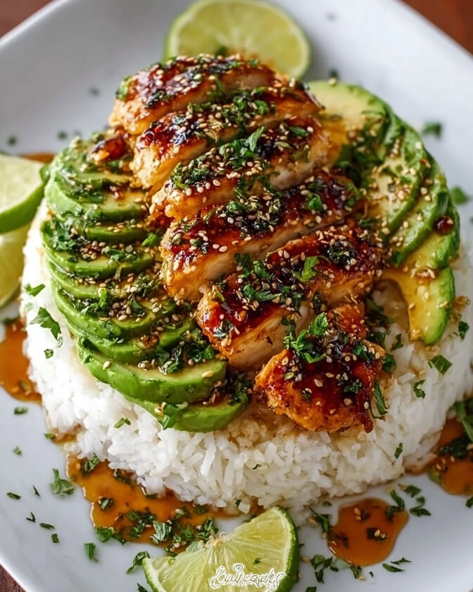 Easy Honey Lime Chicken with Avocado Rice Stacks