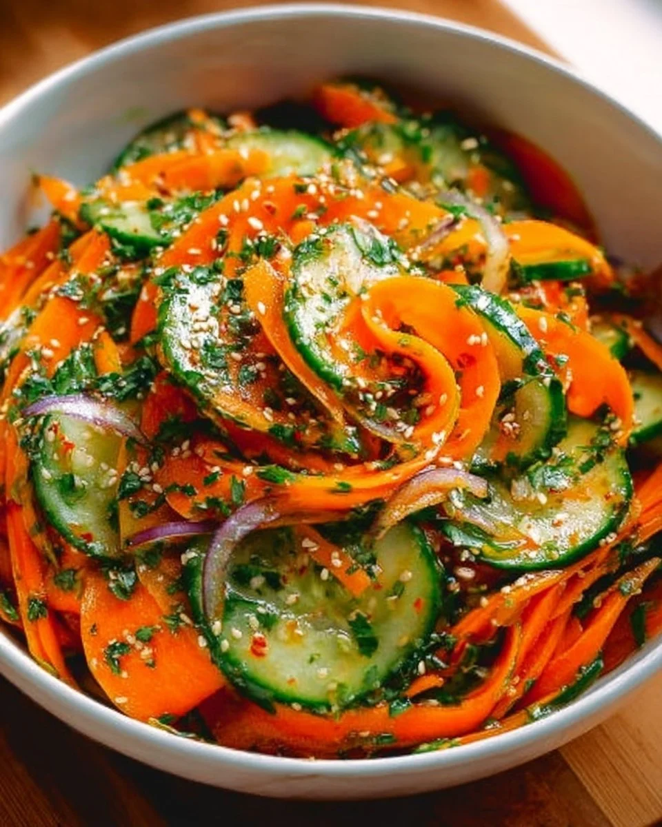 Fresh and Crunchy Cucumber Carrot Salad Recipe