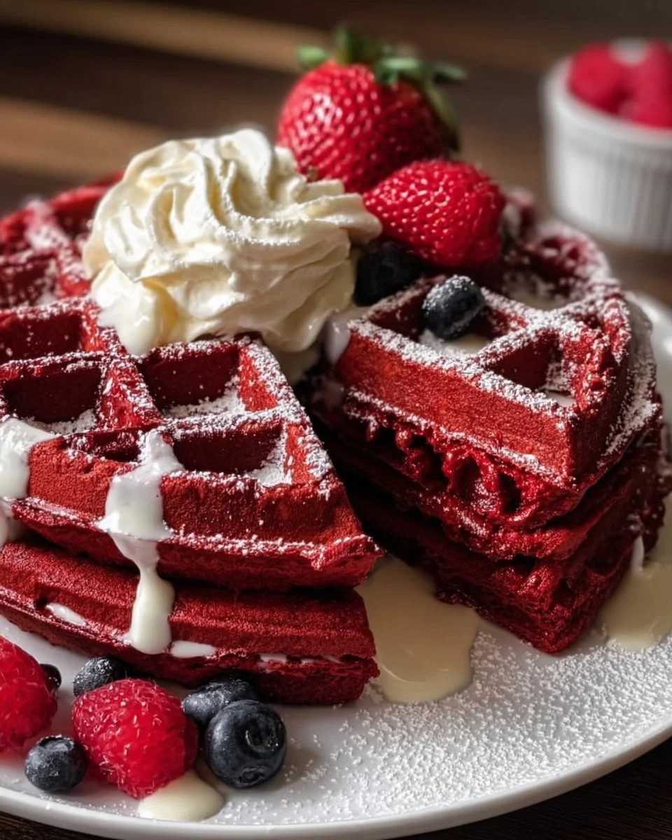 Irresistibly Fluffy Red Velvet Waffles With Cake Mix Delight
