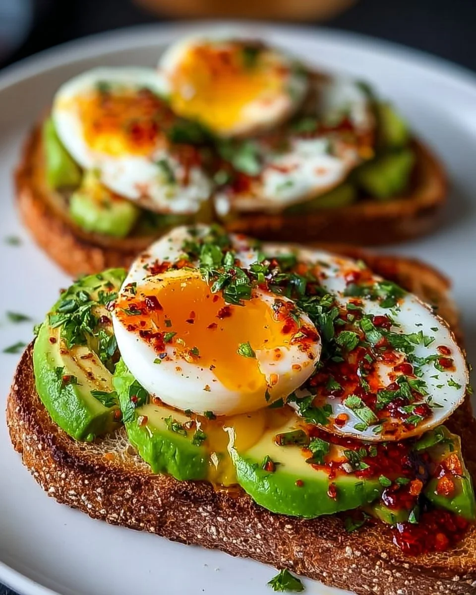 Irresistibly Spicy Chili Butter Avocado Toast with Eggs