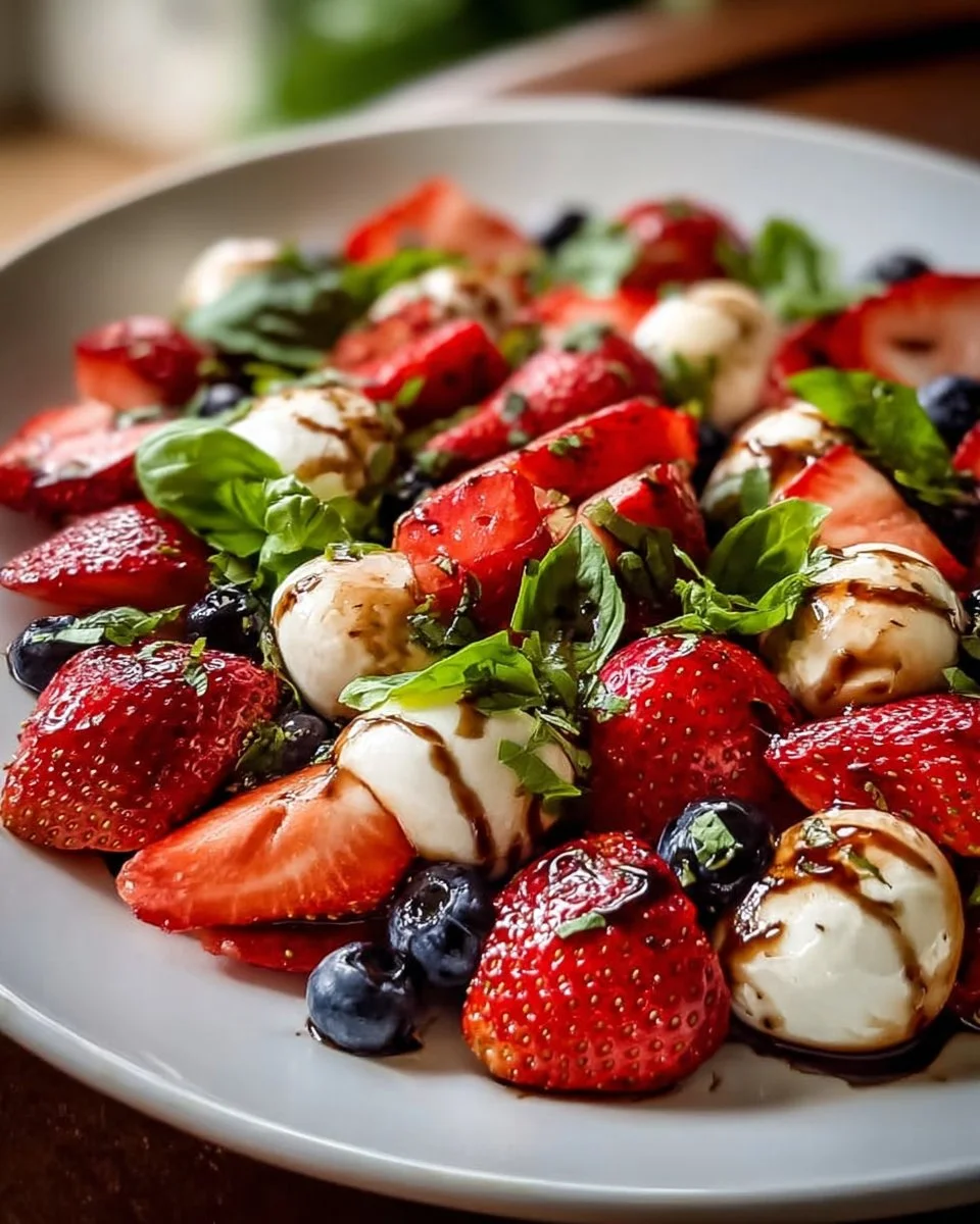 Juicy Balsamic Strawberry Caprese Salad for Summer Bliss