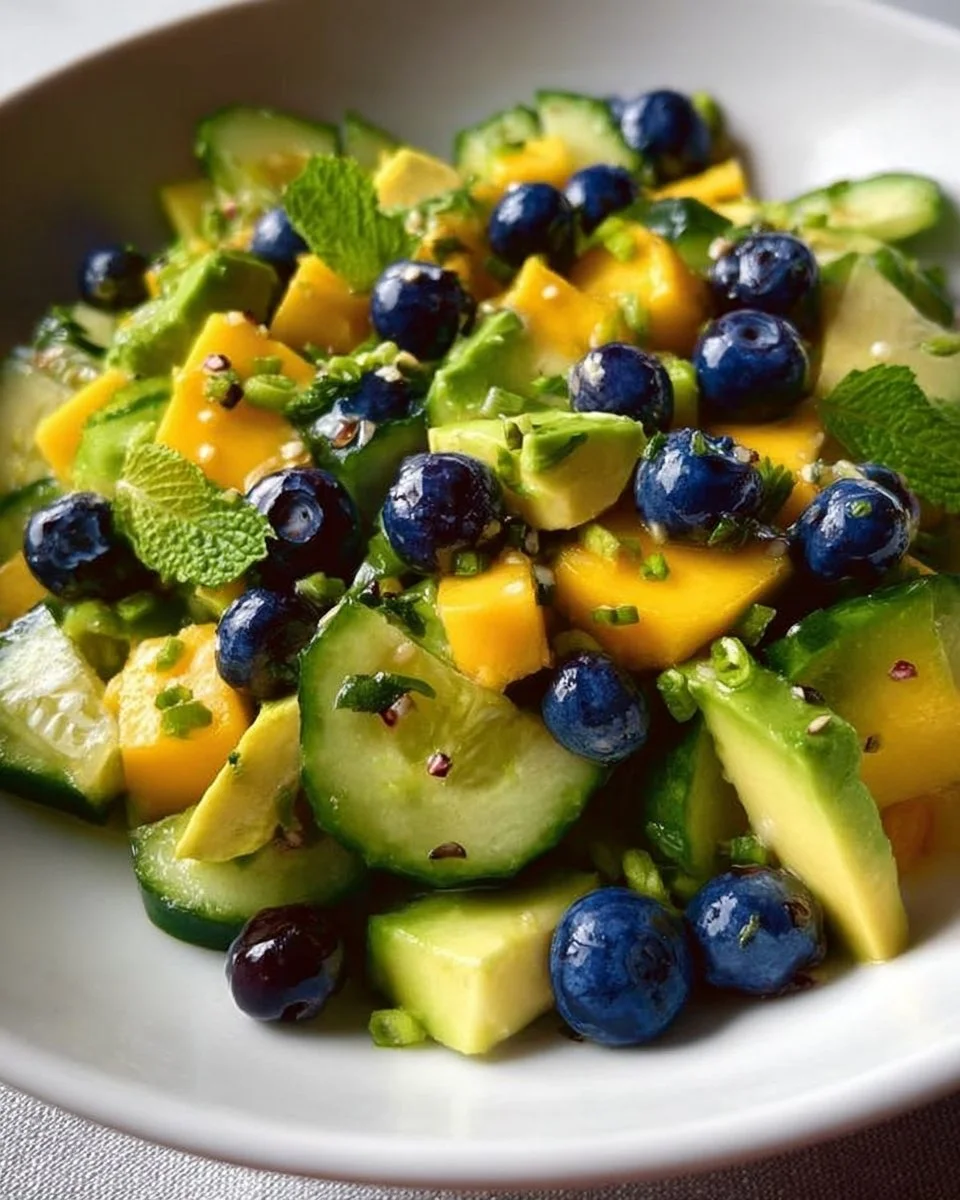 Mango Cucumber Salad with Blueberries and Avocado
