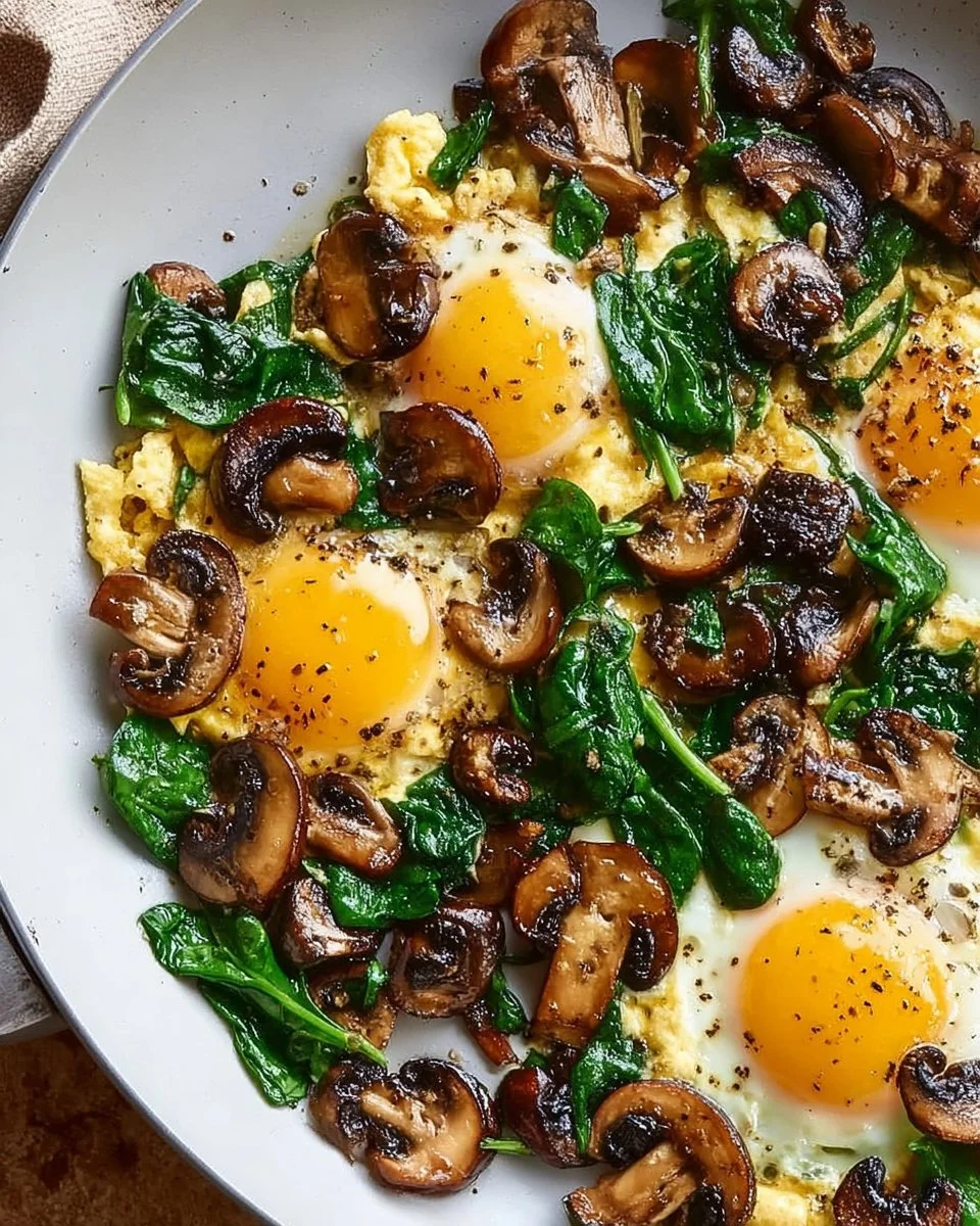 Mushroom Spinach Scrambled Eggs