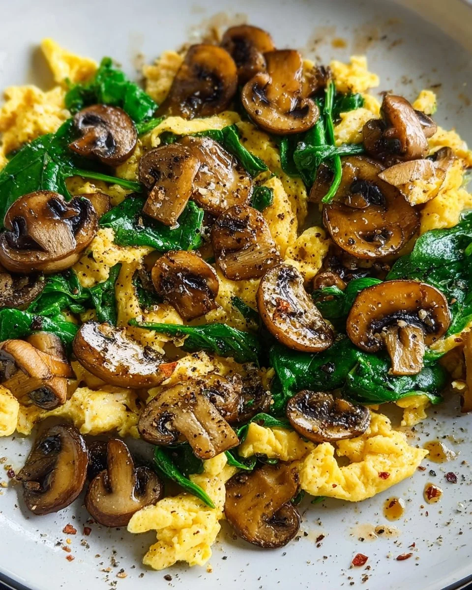 Mushroom Spinach Scrambled Eggs