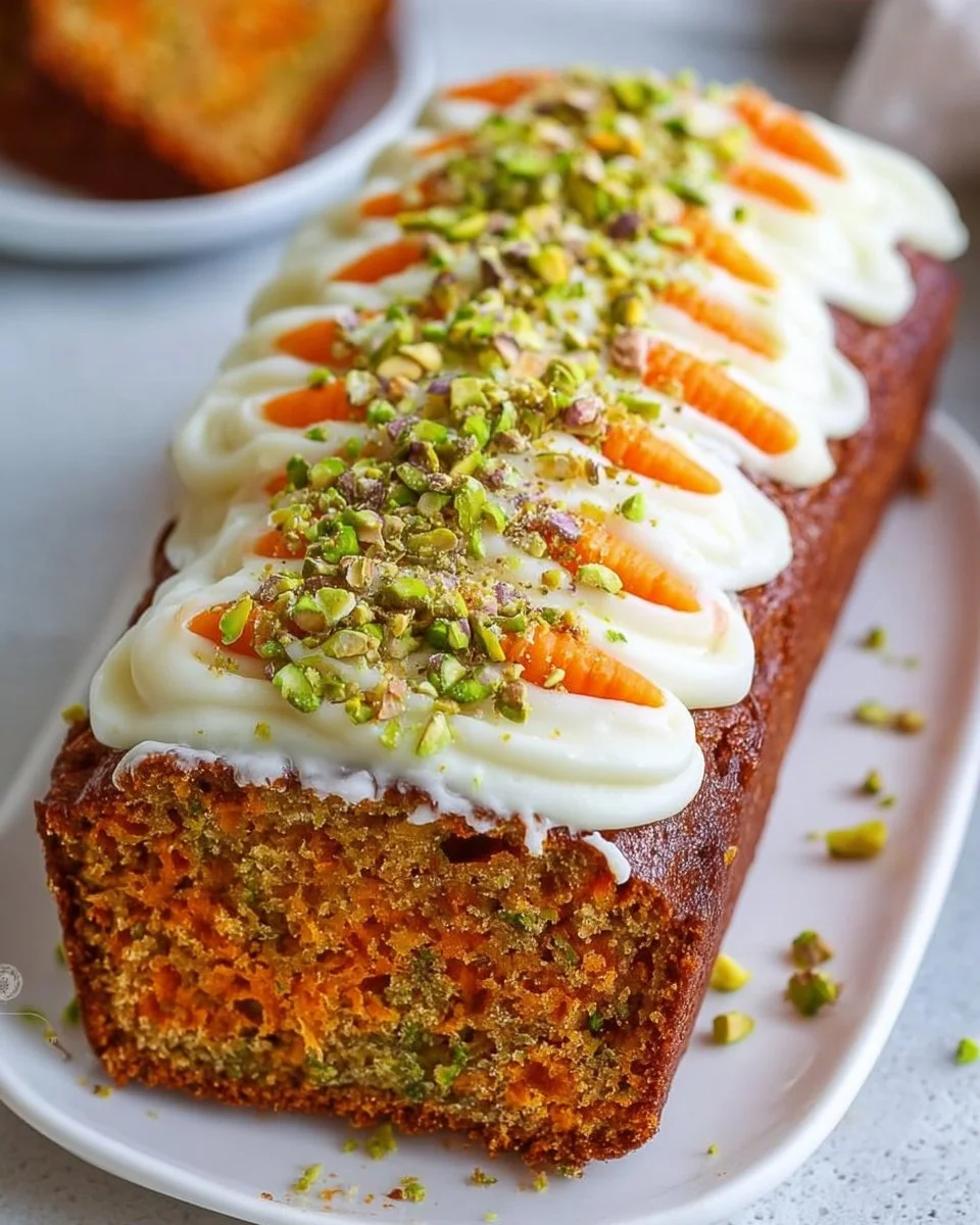 Pistachio Carrot Bread with Cream Cheese Frosting (video)