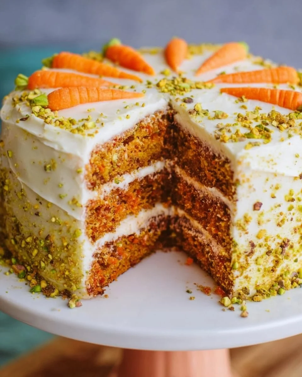 Pistachio Carrot Cake with Cream Cheese Frosting