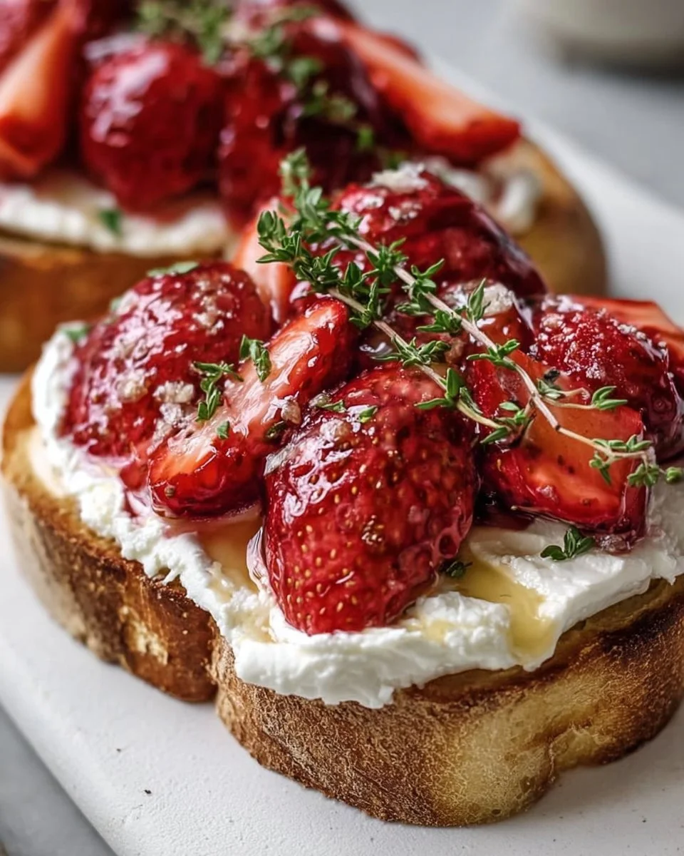 Roasted Strawberry Whipped Ricotta Toast Recipe