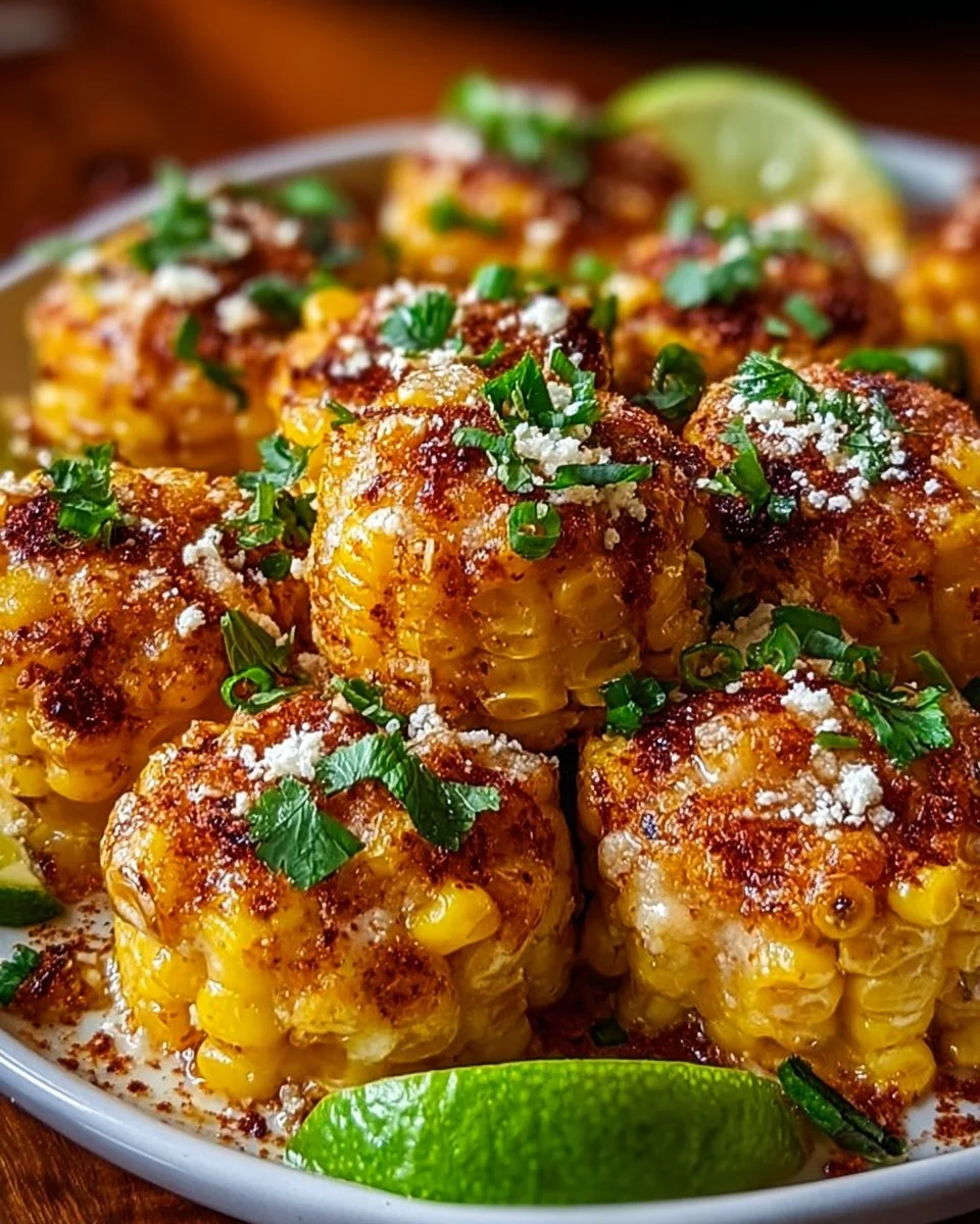 Delicious Spicy Mexican Corn Bites served on a platter