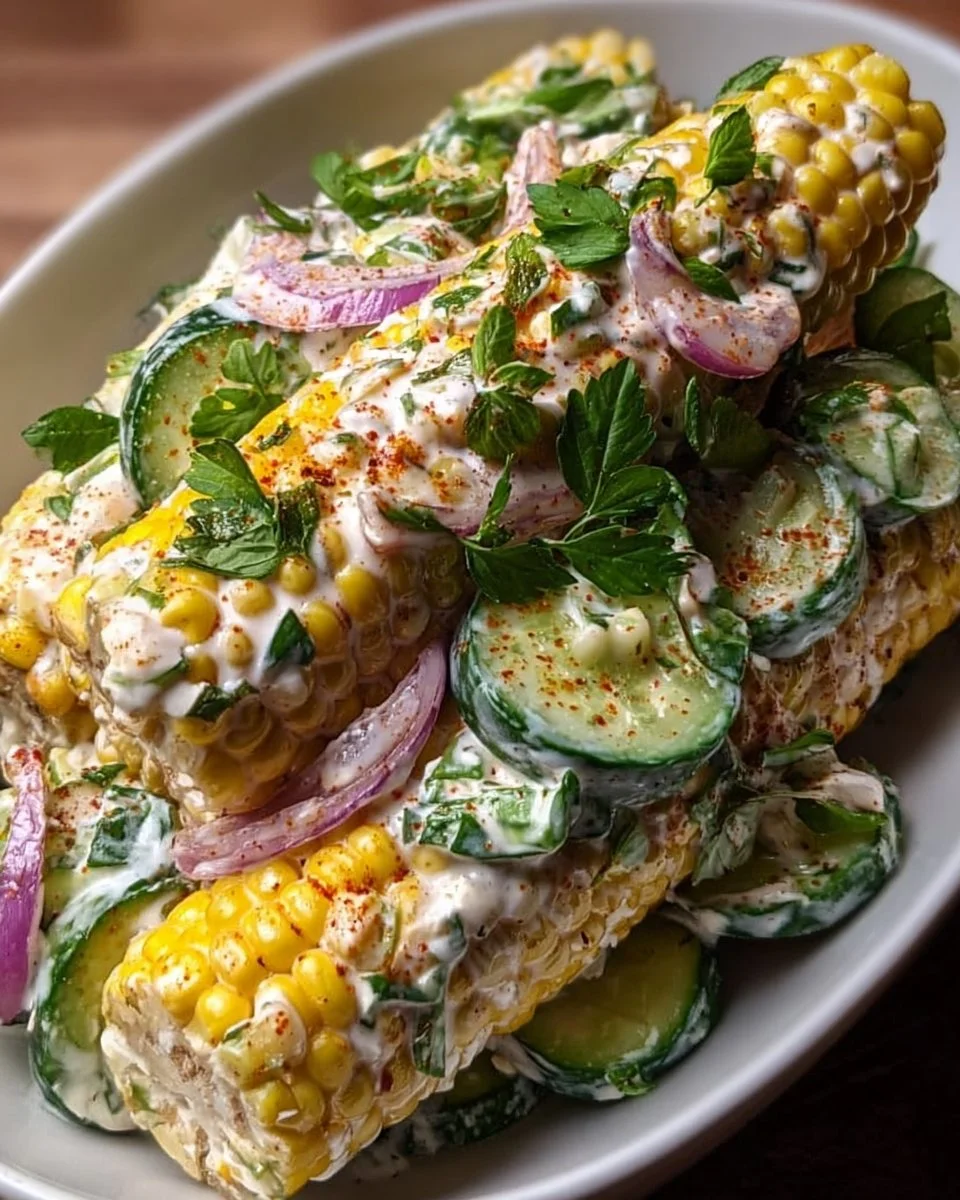 Street Corn Creamy Cucumber Salad