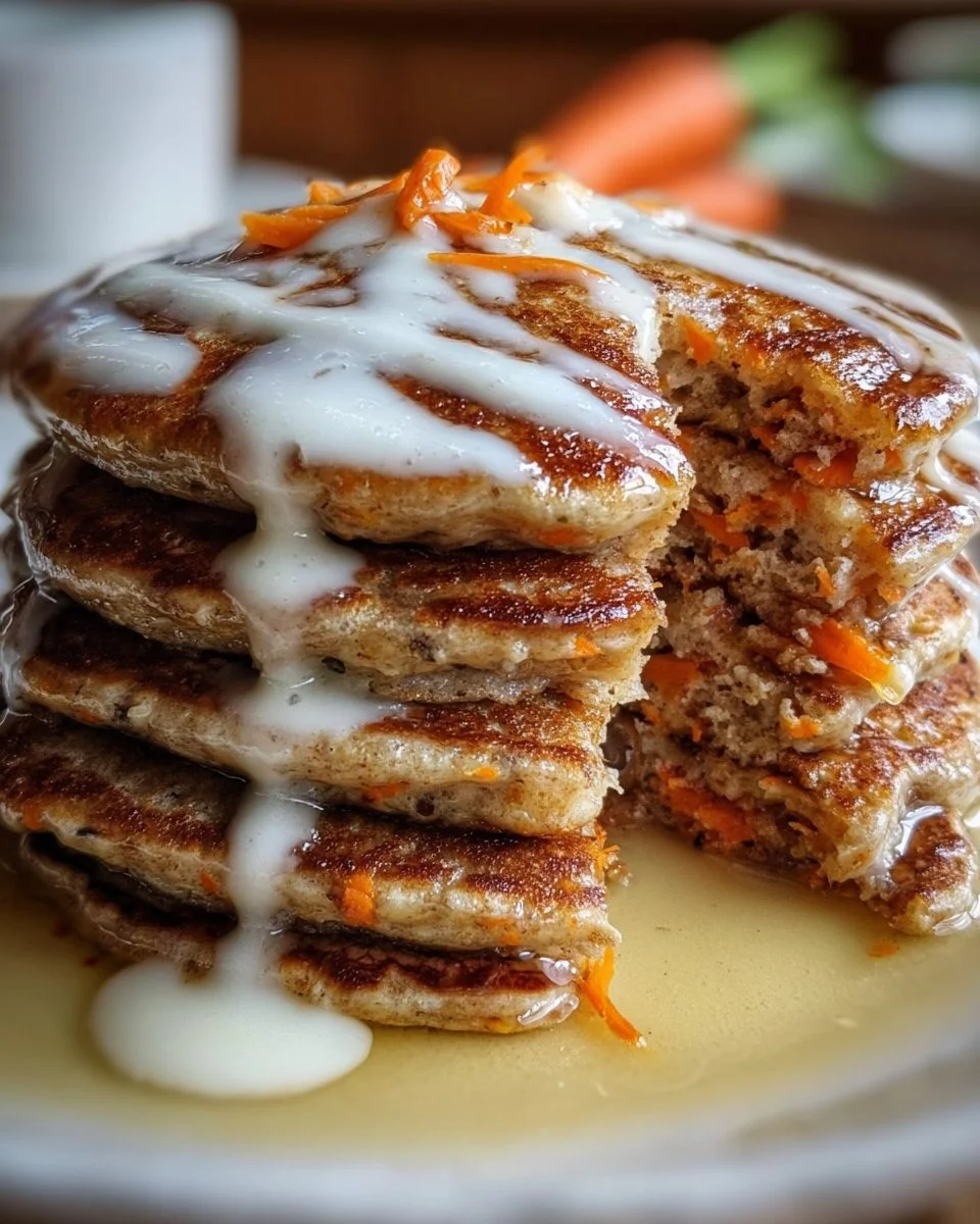 Carrot Cake Pancakes with Cream Cheese Frosting