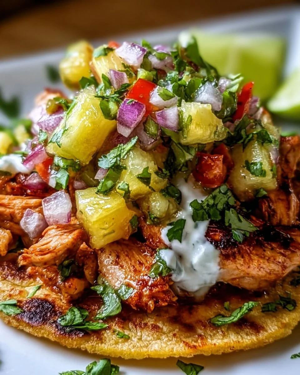 Chicken Pineapple Salsa Tostadas