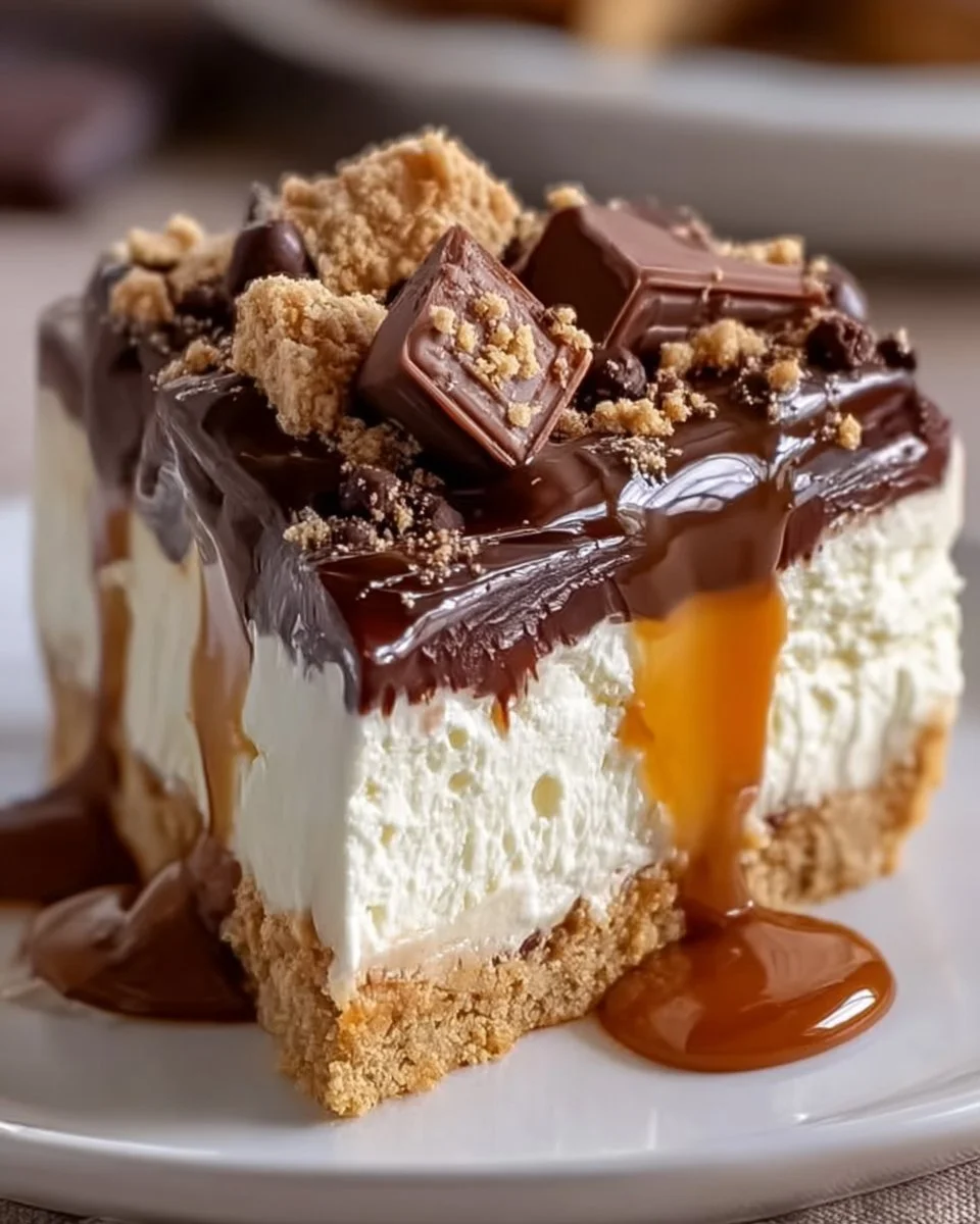 Indulge in Homemade No-Bake Twix Cheesecake | Easy Delight
