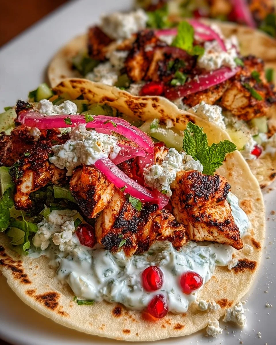Mediterranean Chicken Tacos With Creamy Tzatziki
