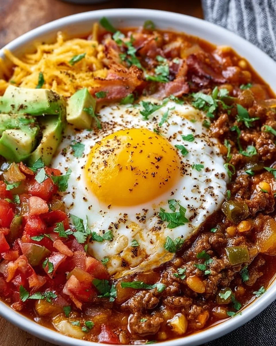 Savory Breakfast Chili and Eggs for a Hearty Morning Boost