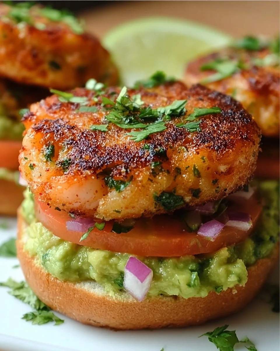 Shrimp Burgers Cilantro Guacamole