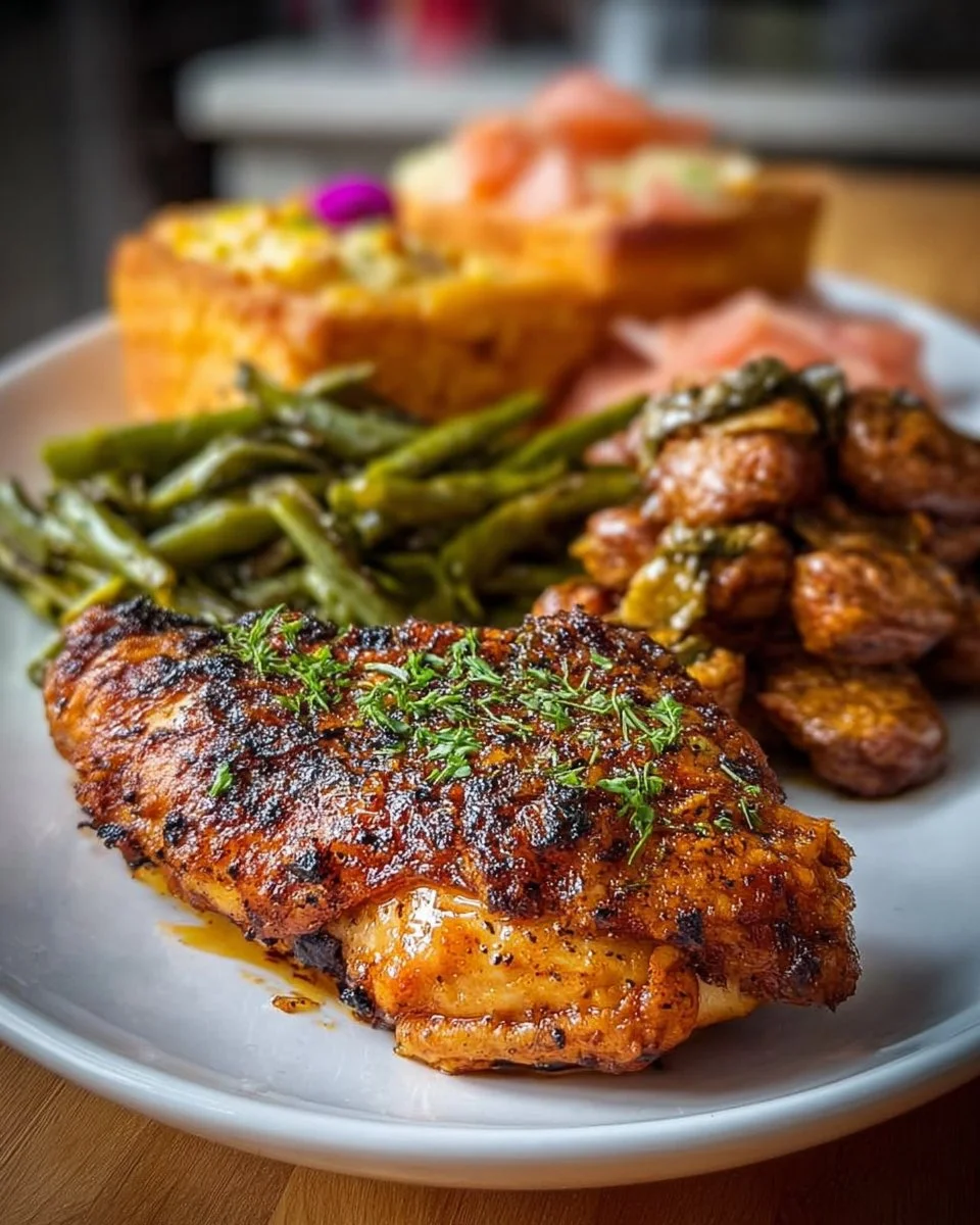 Chicken and sides aesthetic