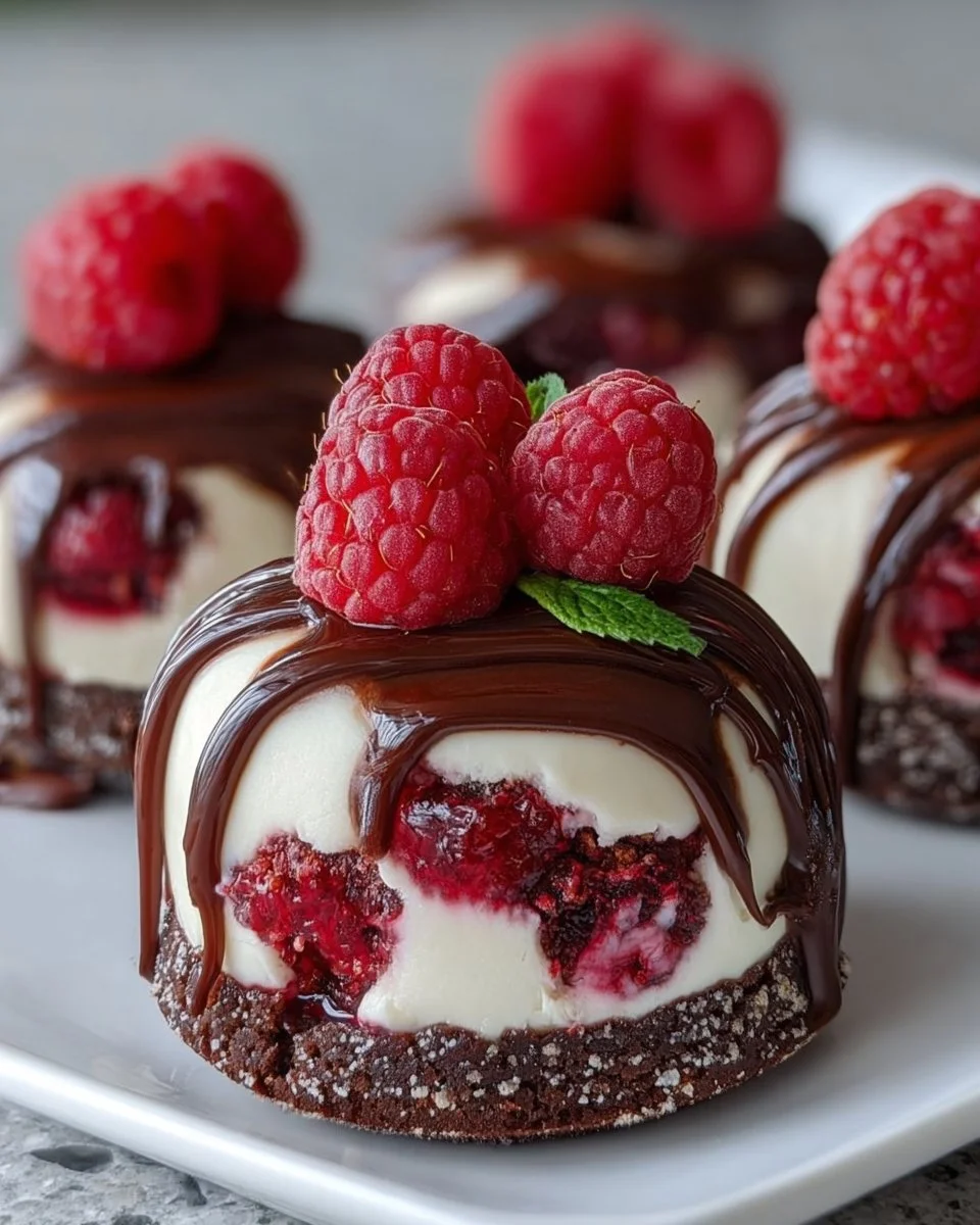 Chocolate Raspberry Cheesecake Domes