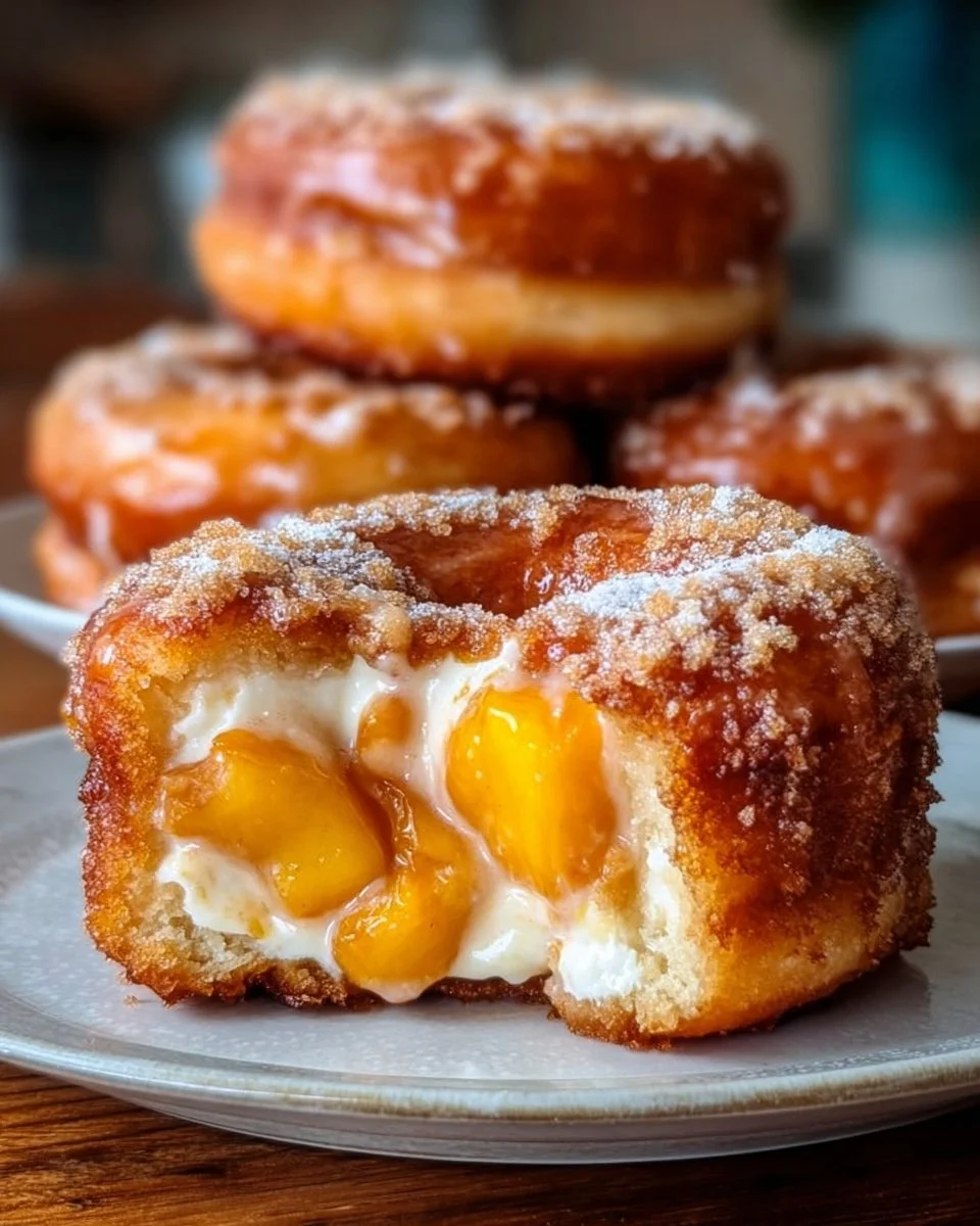 Classic Peach Cobbler Cheesecake Donuts
