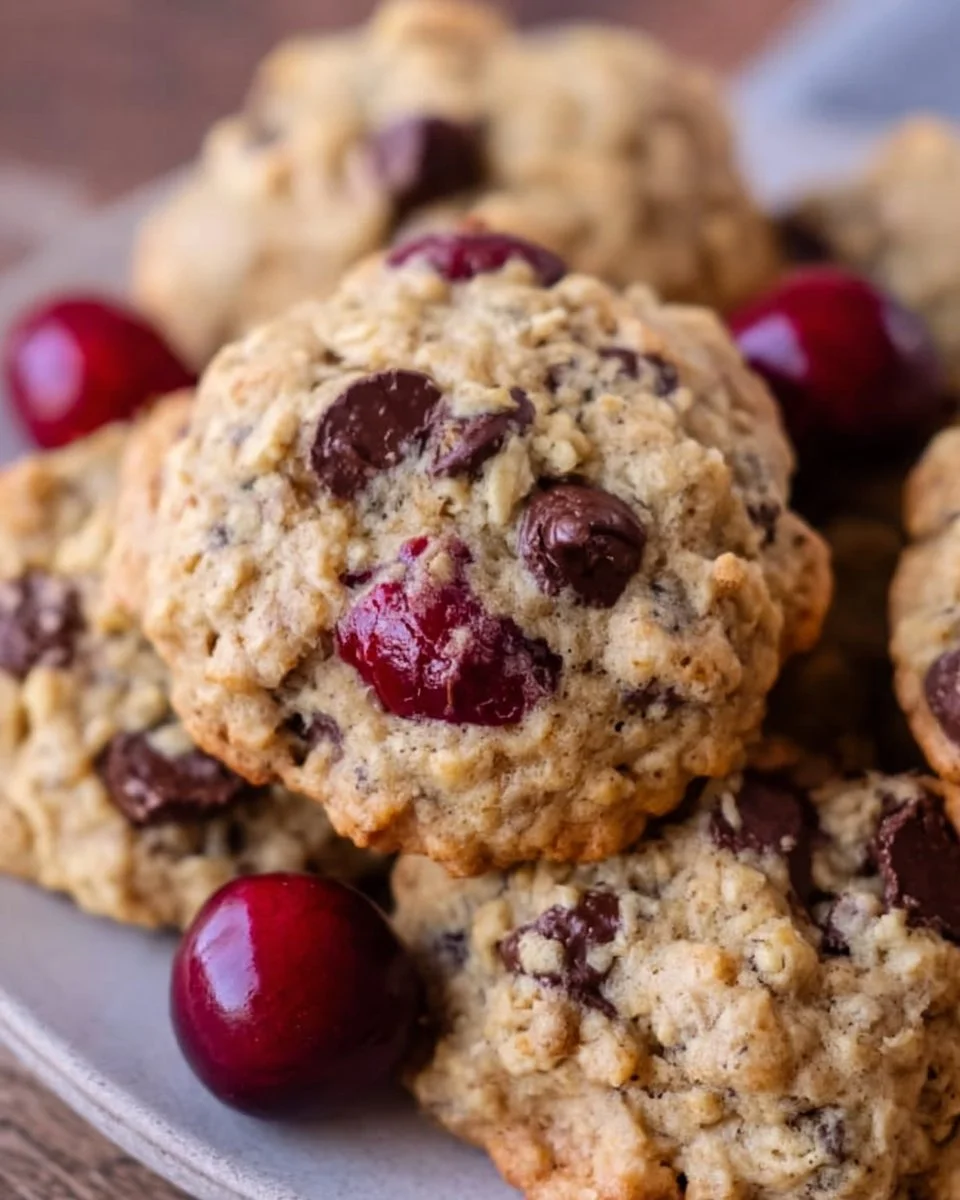 Dark Chocolate Cherry Oatmeal Cookies