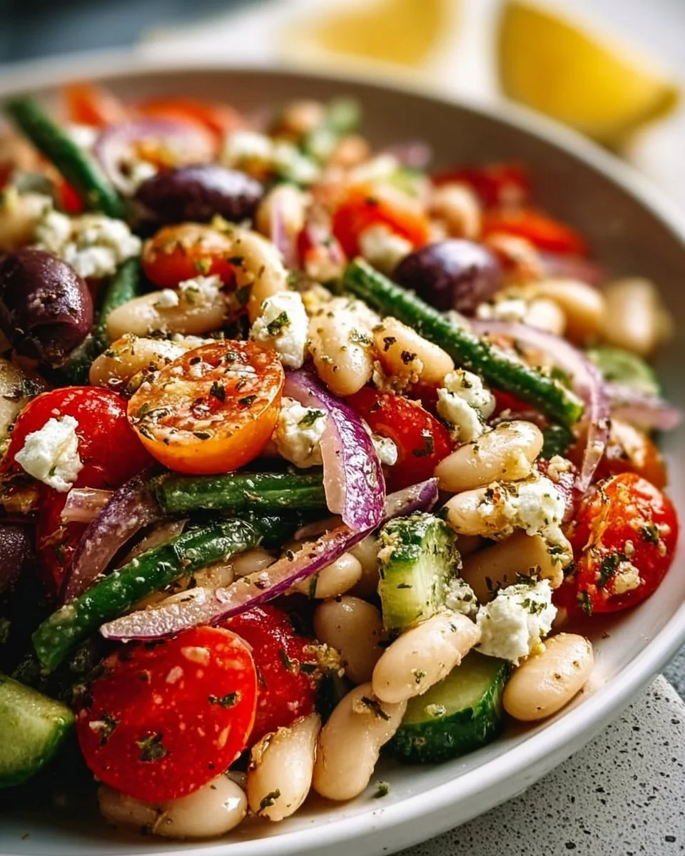Greek Bean Salad with Lemon Marinated Beans