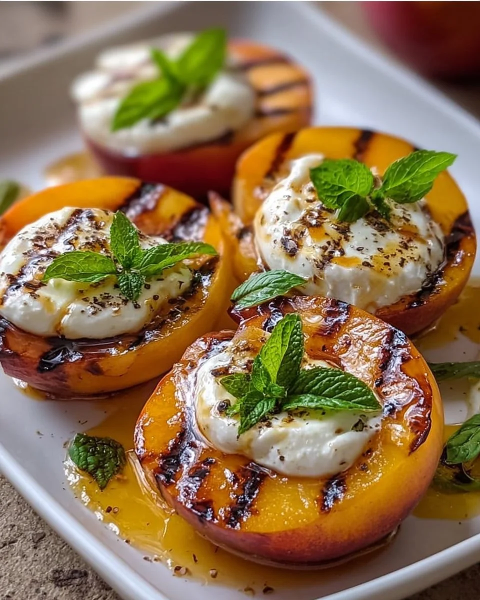 Grilled Nectarines with Burrata and Honey