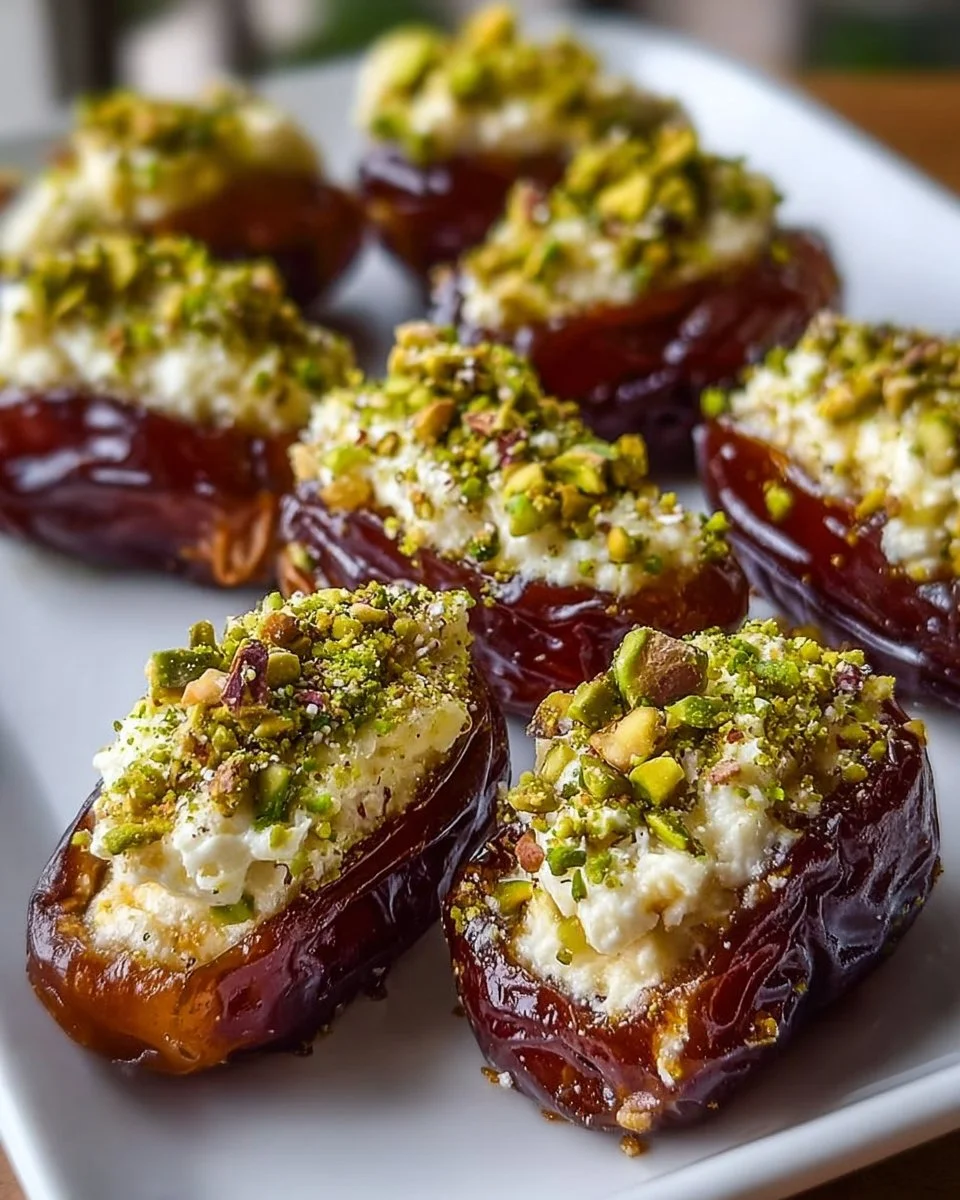 Honey Pistachio Ricotta Stuffed Dates