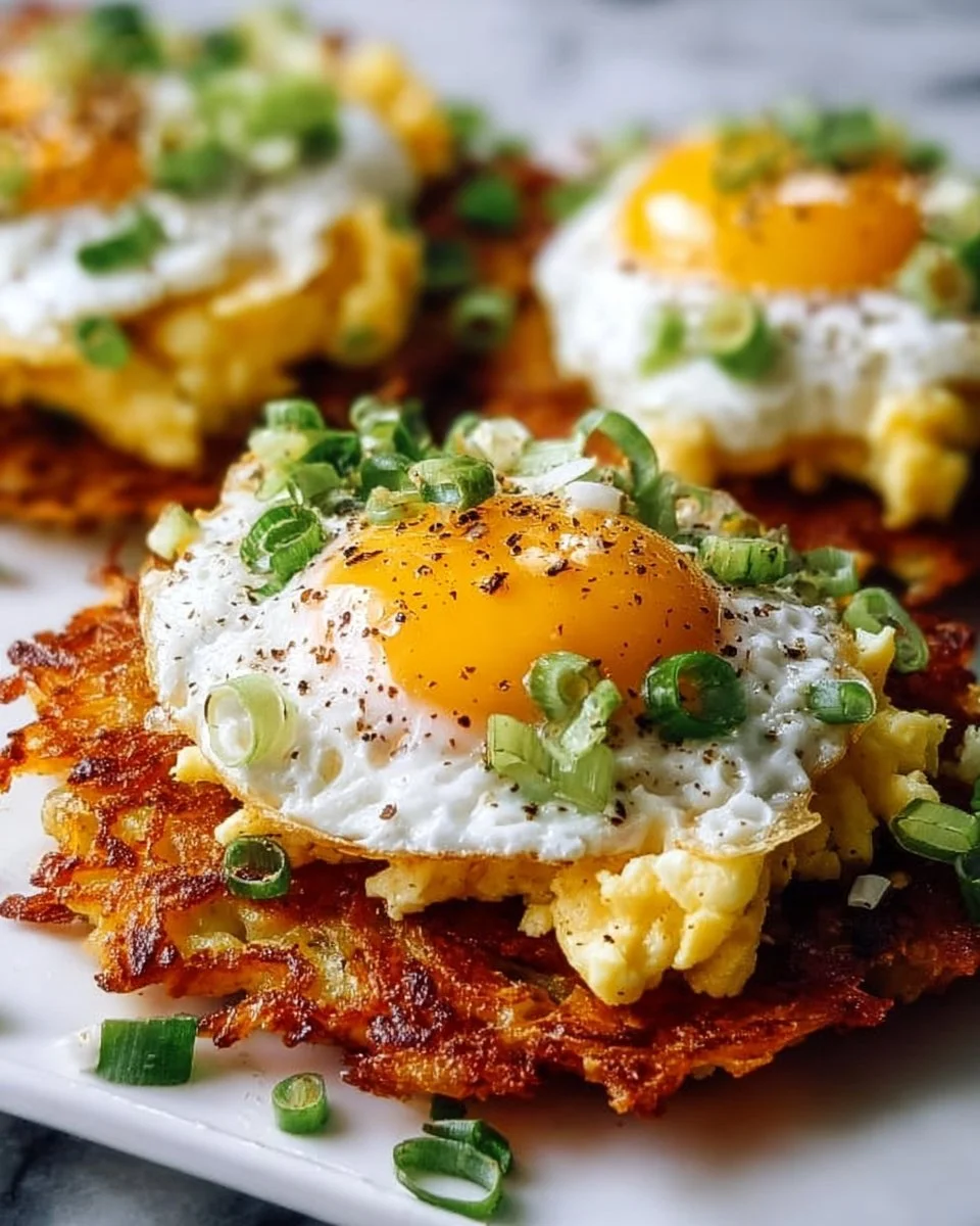 Loaded Hash Browns with Scrambled Eggs
